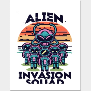 Retro Invasion: Alien Invasion Squad Tee Posters and Art